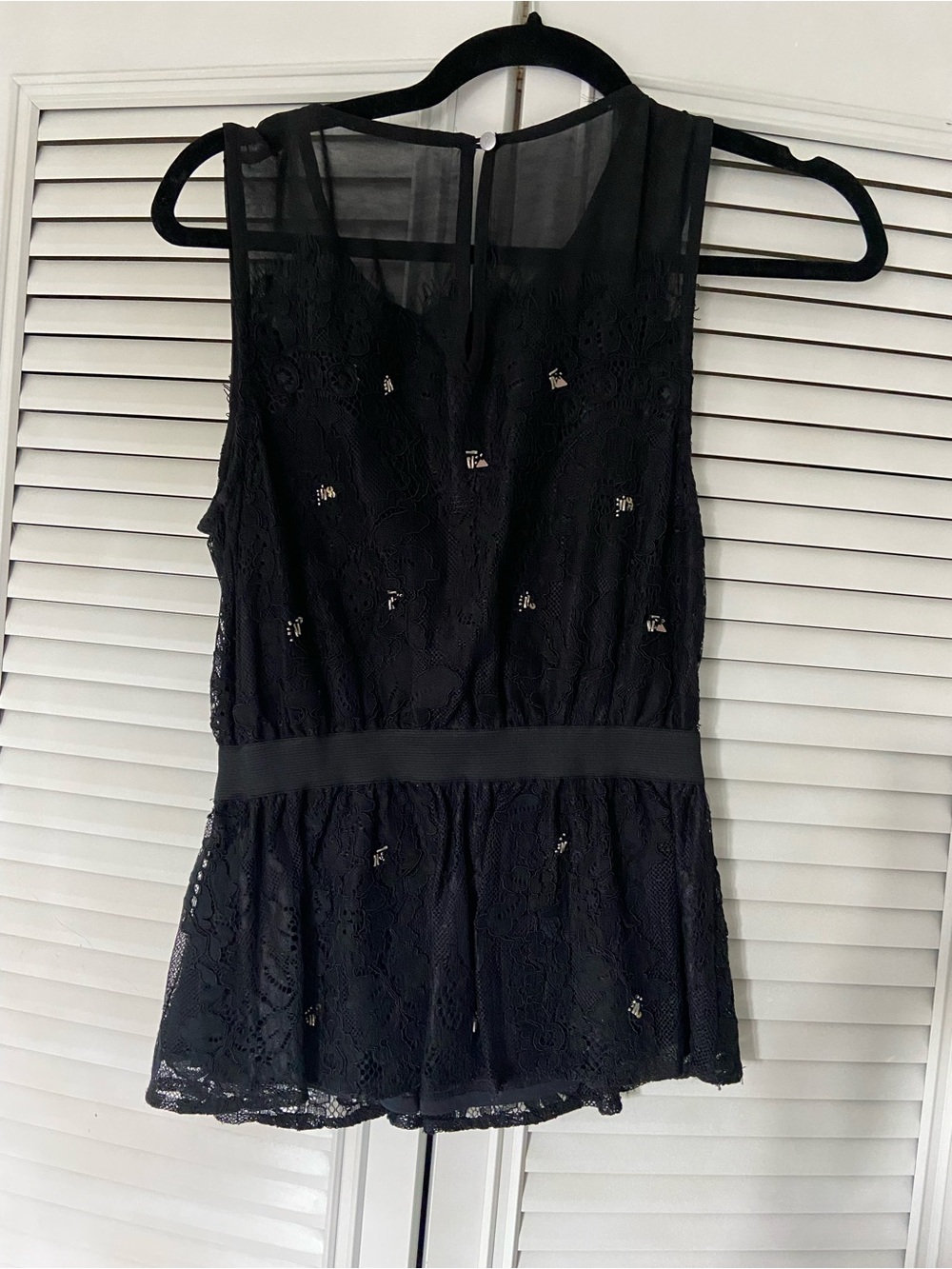 Meadow Rue Black Lace Peplum Shell